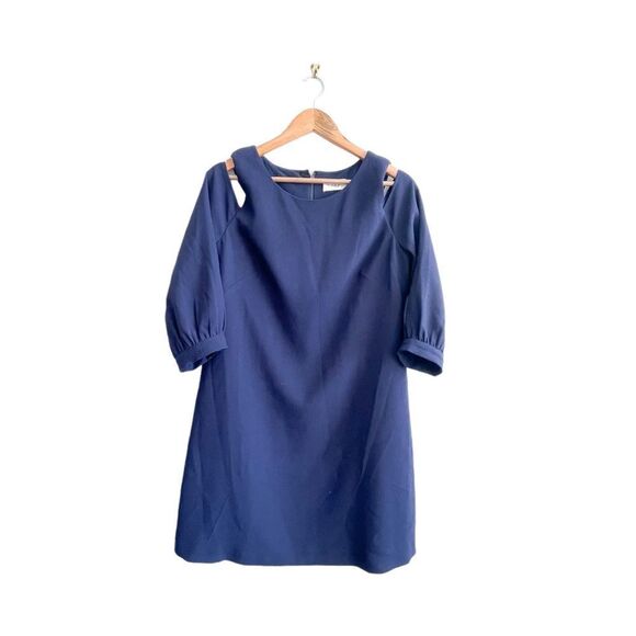 Eliza J Dress Cold Shoulder Navy Blue Back Zip Women's Plus Size 14 - Picture 1 of 12